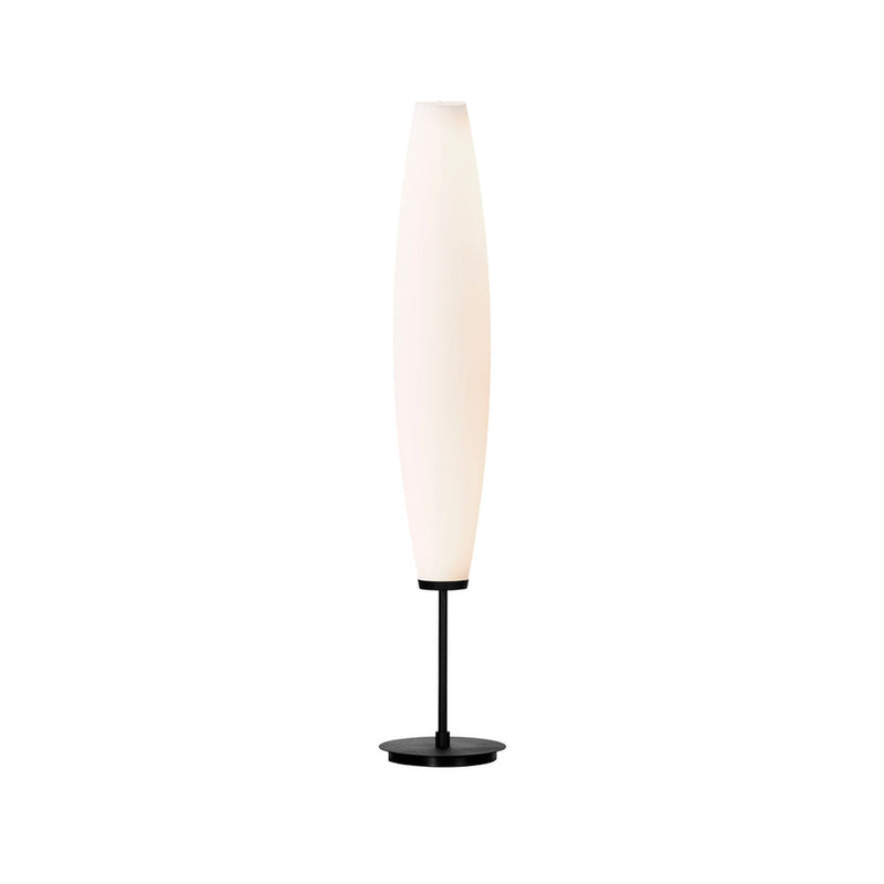 Lampadaire Zenta, noir structuré et verre opale