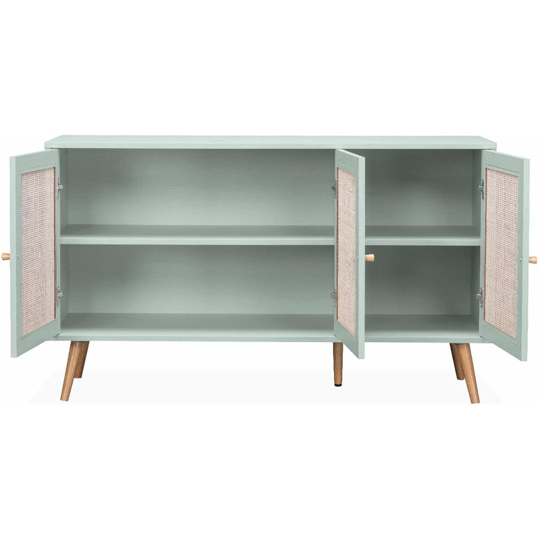 Alice'S Home - Buffet De Rangement En Cannage 120X39X70Cm - Bohème - 2 Niveaux. 3 Portes. Pieds Scandinaves | Designix - Amazon    - https://designix.fr/