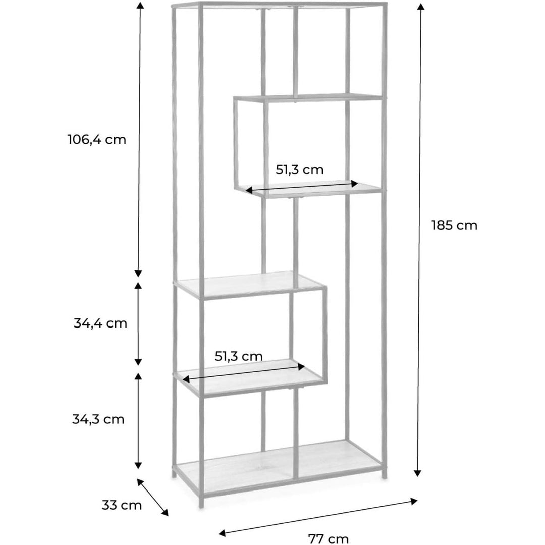 Alice'S Home - Etagère En Métal Blanc Et Décor Bois - Loft - Bibliothèque 6 Niveaux. L 77 X L 33 X H 185Cm | Designix - Amazon    - https://designix.fr/