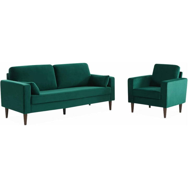 Alice'S Home - Fauteuil Scandinave En Velours Vert Anglais - Bjorn - Canapé 1 Place Fixe Droit Pieds Bois D'Hévéa Effet Bois De Noyer | Designix -     - https://designix.fr/