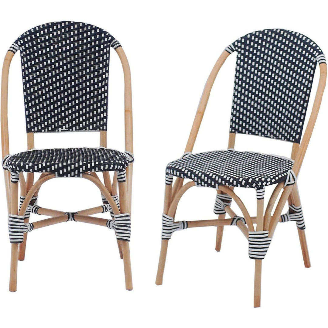 Alice'S Home - Lot De 2 Chaises Empilables Bistrot En Rotin Et Polyrotin Noir Et Blanc. L 48 X P 58 X H 90Cm | Designix - Amazon    - https://designix.fr/