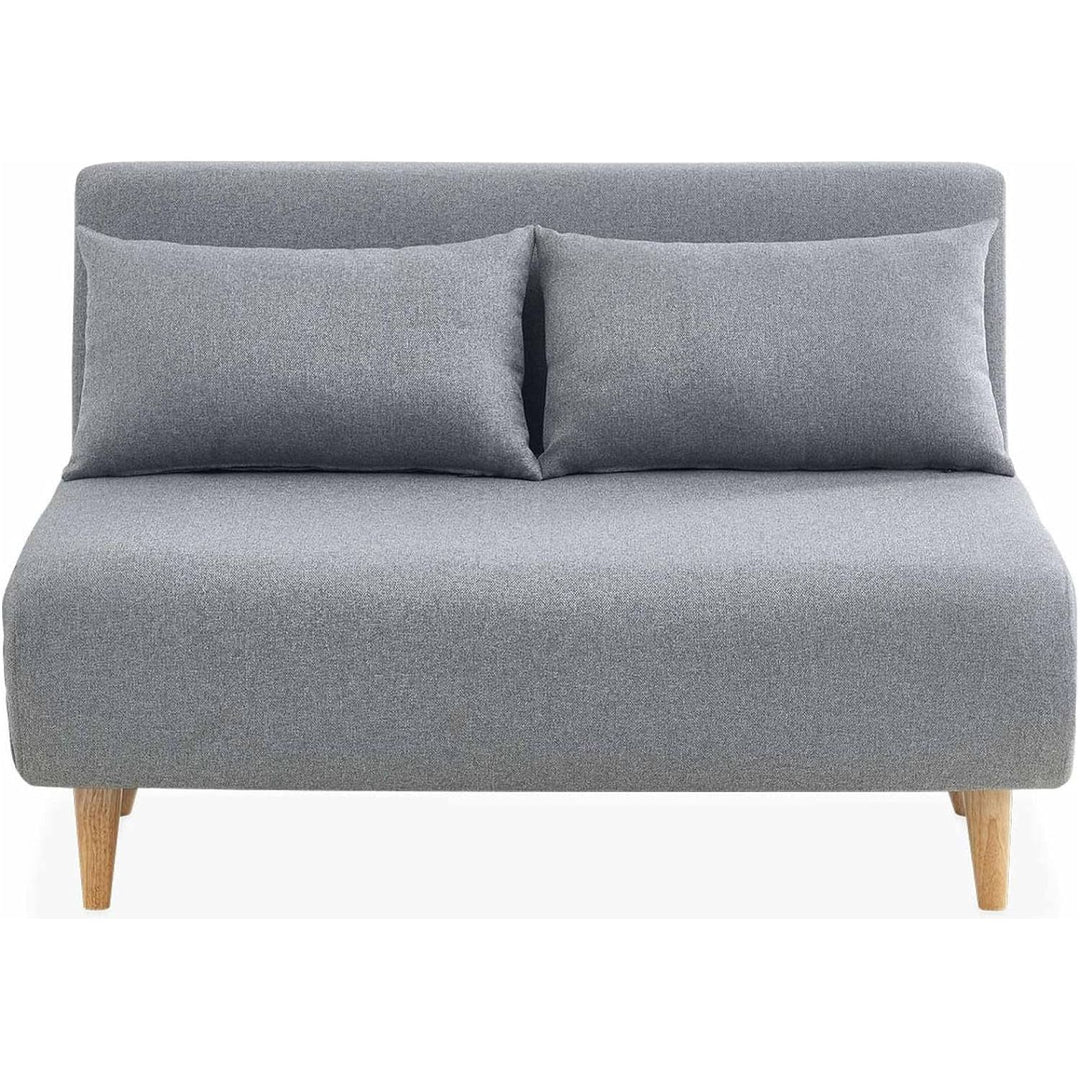 Alice'S Home - Canapé Convertible En Tissu - Guesta - 2 Places Scandinave. Pieds Bois Foncé. Gris Clair. Banquette. Dossier Inclinable | Designix -     - https://designix.fr/