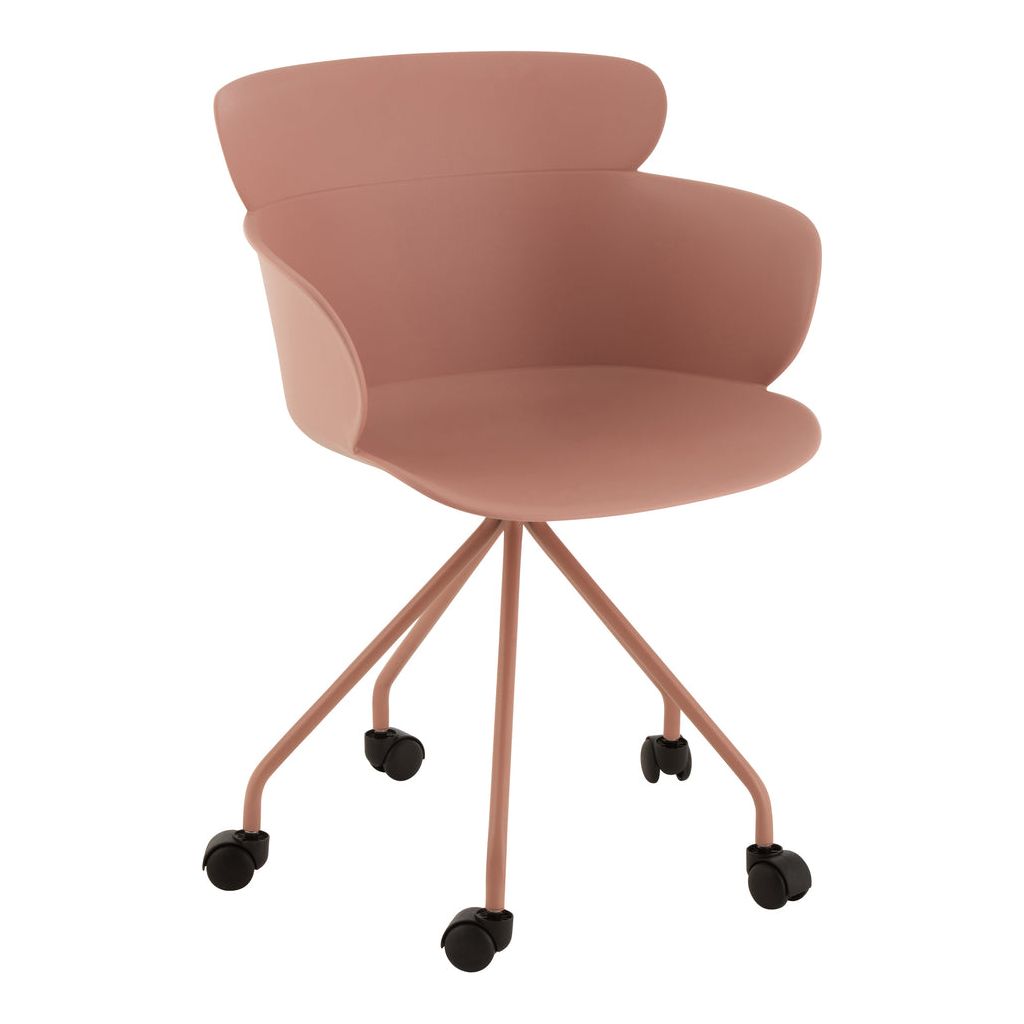 Chaise Eva Roues Polypropylène Rose Nude | Designix -     - https://designix.fr