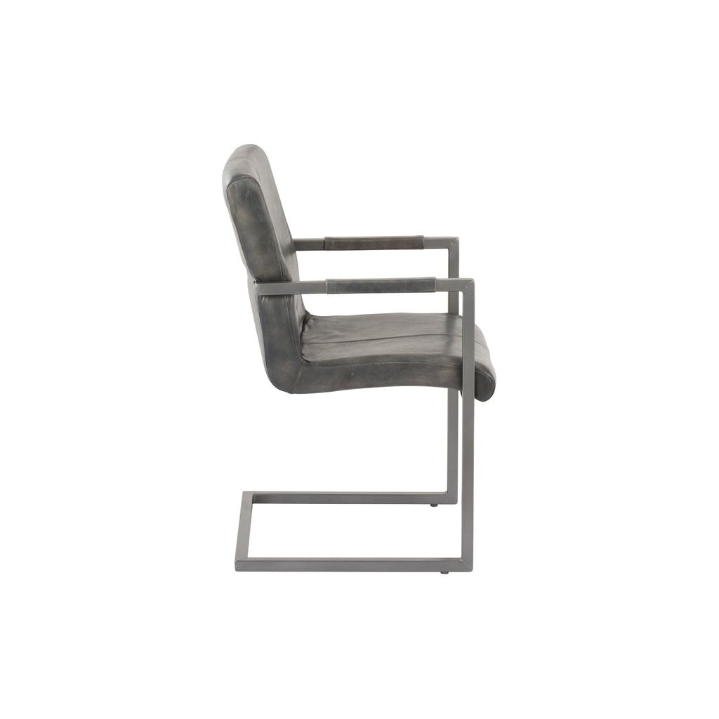 Chaise en cuir/métal gris | Designix -     - https://designix.fr