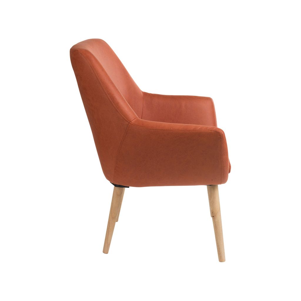 Chaise rétro en textile/bois orange | Designix -     - https://designix.fr