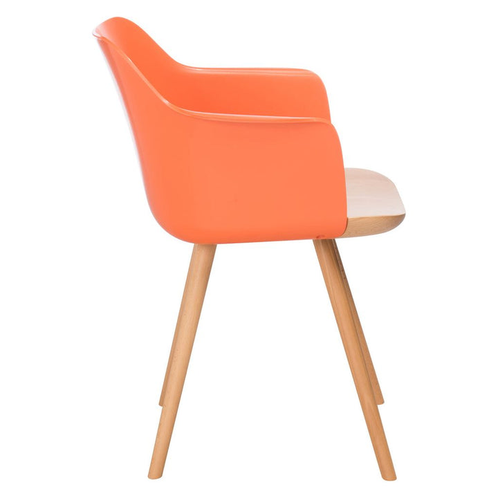 Chaise rétro en bois/polypropylène naturel/orange | Designix -     - https://designix.fr