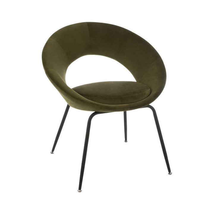 Chaise ronde avec trou en métal/textile vert | Designix -     - https://designix.fr