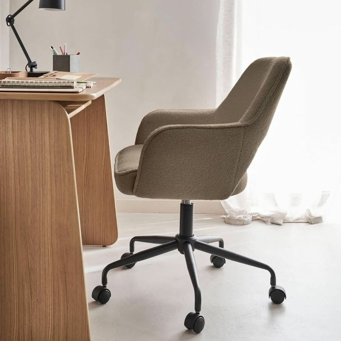 Chaise Bureau Bouclettes Taupe | Givre