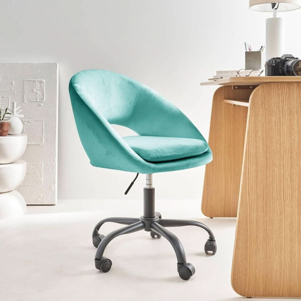 Chaise Bureau Velours Bleu | Fusion