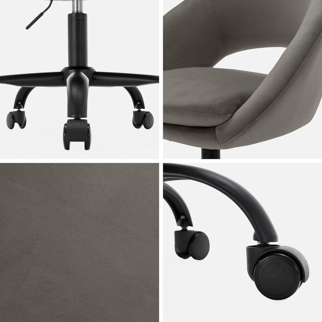 Chaise Bureau Velours Gris | Halo - Designix Chaise de Bureau