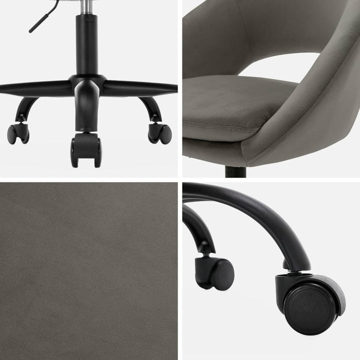 Chaise Bureau Velours Gris | Halo - Designix Chaise de Bureau