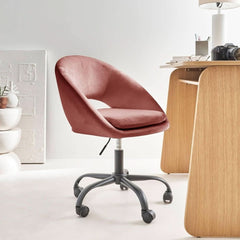 Chaise Bureau Velours Rose | Ivoire