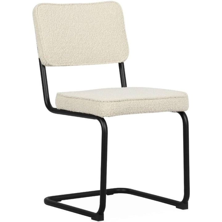 Chaise Cantilever Bouclette Blanche | Zeste - Designix Chaise de Bureau
