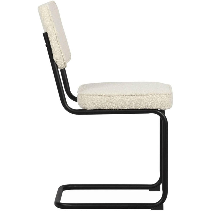 Chaise Cantilever Bouclette Blanche | Zeste - Designix Chaise de Bureau