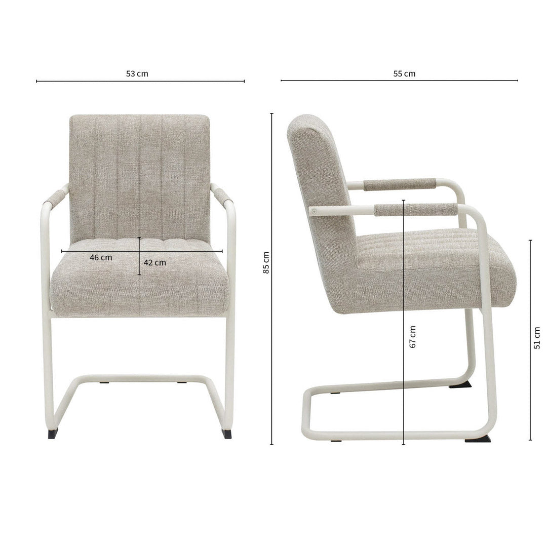 Chaise de bureau en cadre acier et assise beige tissu | NOVA - Designix