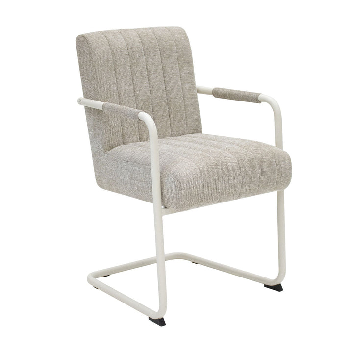 Chaise de bureau en cadre acier et assise beige tissu | NOVA - Designix