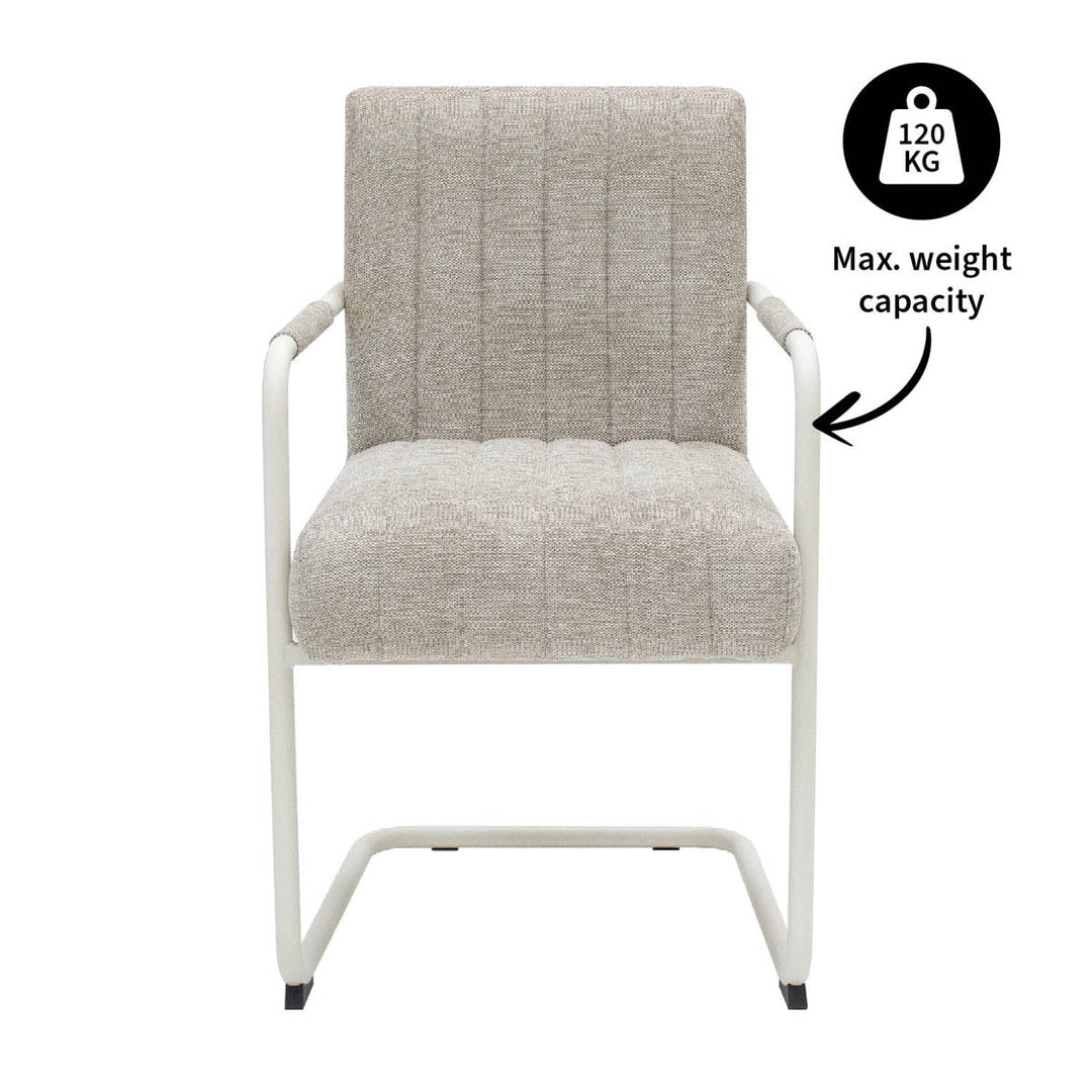 Chaise de bureau en cadre acier et assise beige tissu | NOVA - Designix