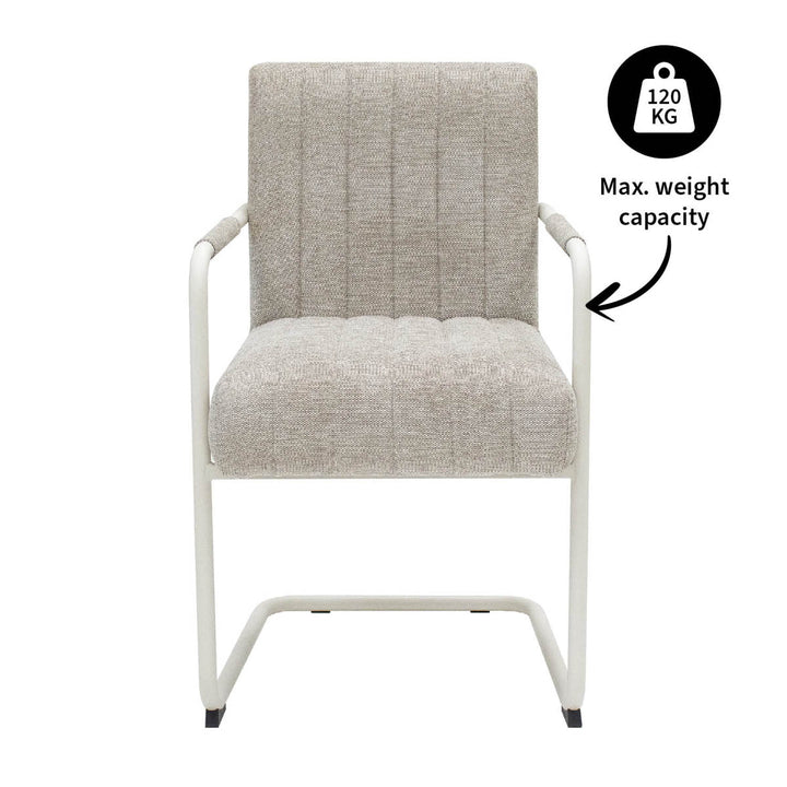 Chaise de bureau en cadre acier et assise beige tissu | NOVA - Designix