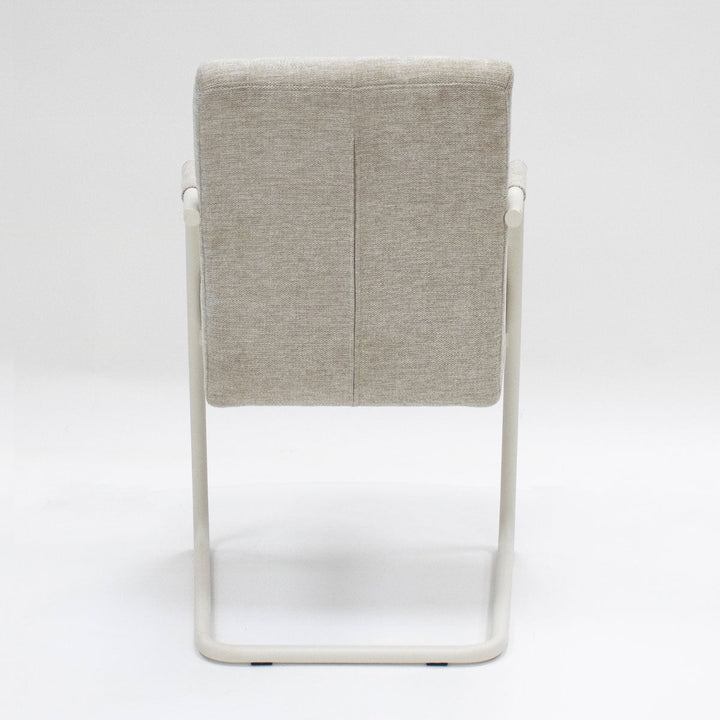 Chaise de bureau en cadre acier et assise beige tissu | NOVA - Designix