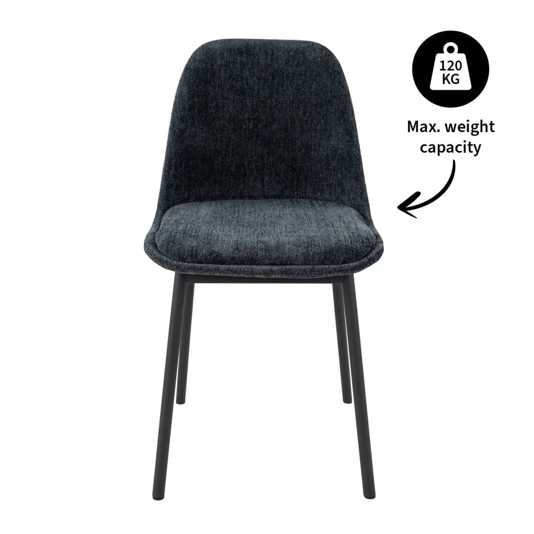 Chaise de salle à manger bleue en tissu texturé | NOVA - Designix