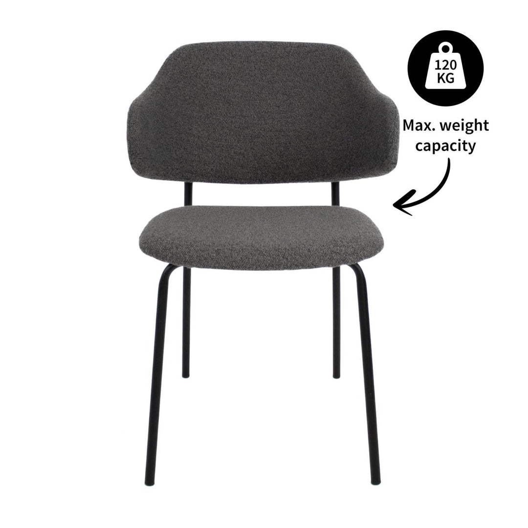 Chaise De Salle À Manger Bouclé Gris Confort | LUMA - Designix