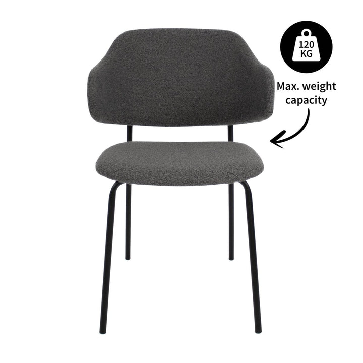 Chaise De Salle À Manger Bouclé Gris Confort | LUMA - Designix