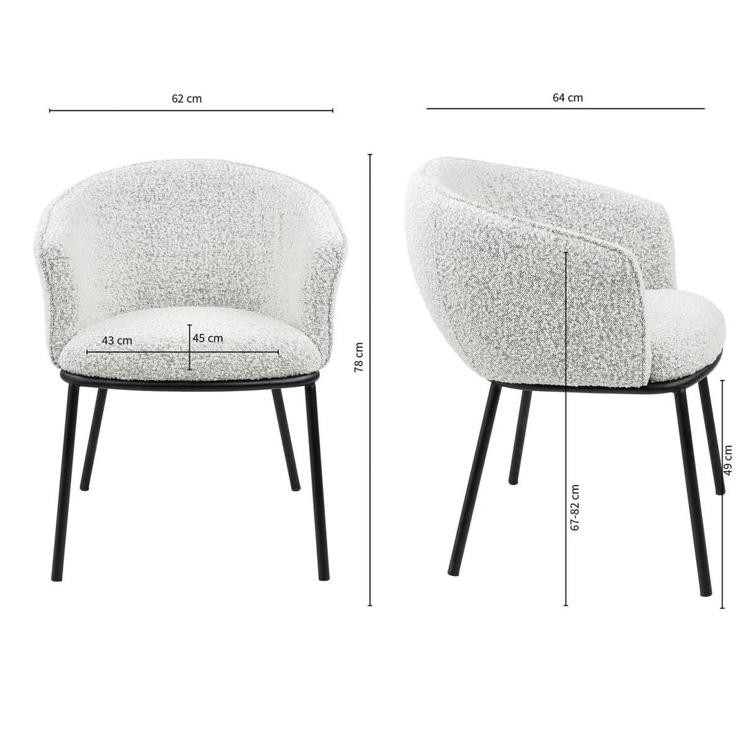 Chaise de salle à manger Bouclé Noir cadre acier confortable | NOVA - Designix