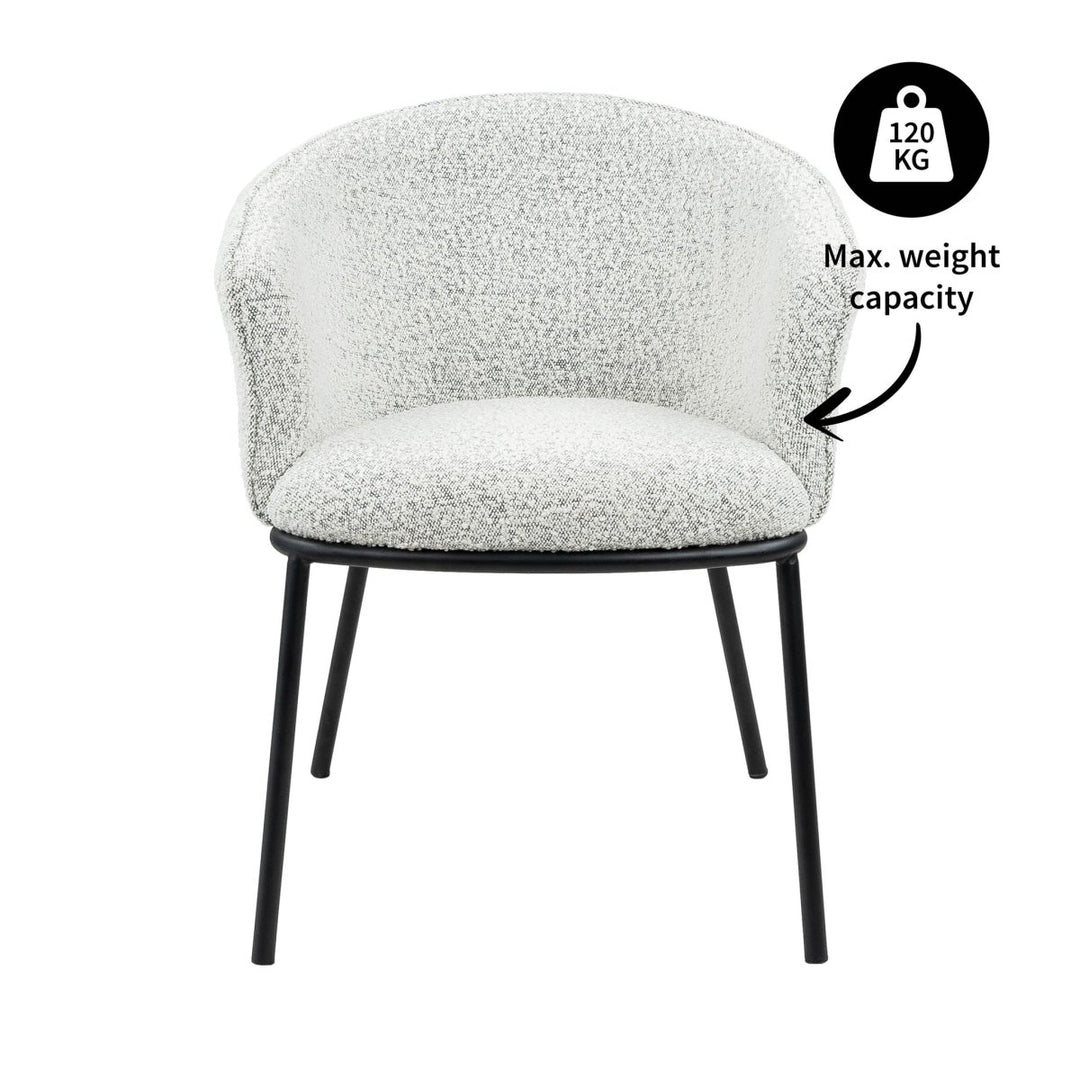 Chaise de salle à manger Bouclé Noir cadre acier confortable | NOVA - Designix