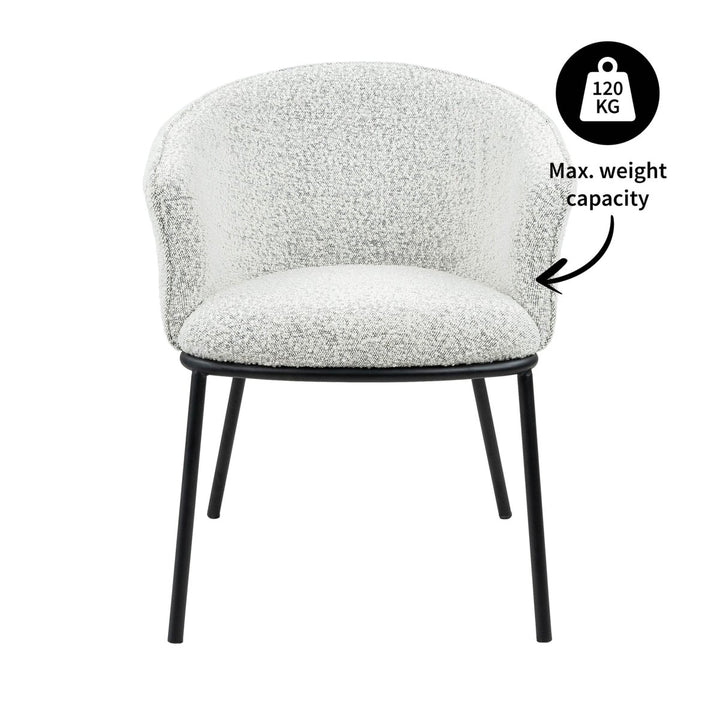 Chaise de salle à manger Bouclé Noir cadre acier confortable | NOVA - Designix