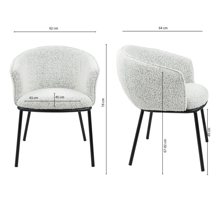 Chaise de salle à manger Bouclé Noir cadre acier confortable | NOVA - Designix