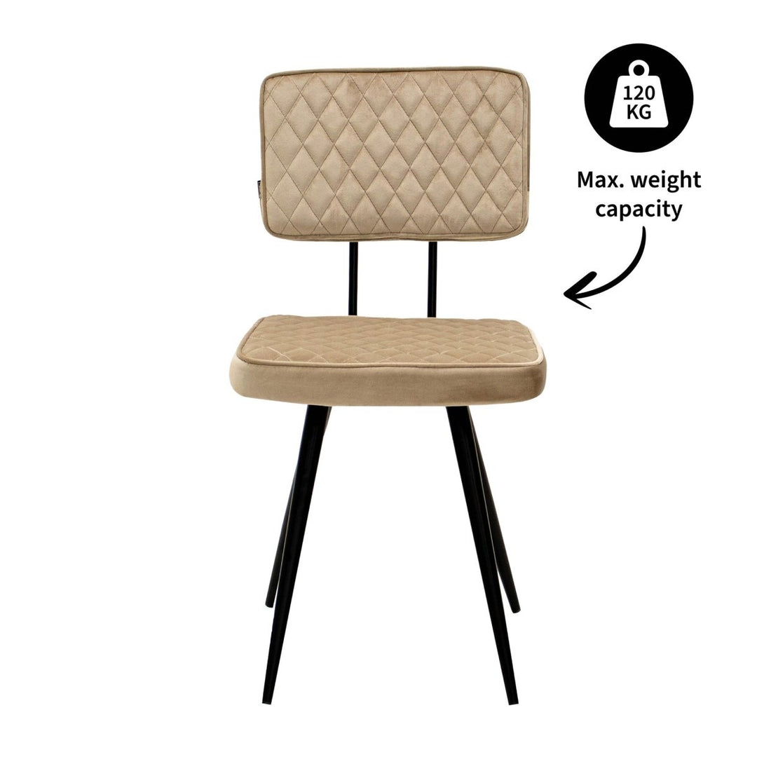 Chaise de Salle À Manger Capitonnée En Velours Avec Piètement Métallique | NOVA - Designix