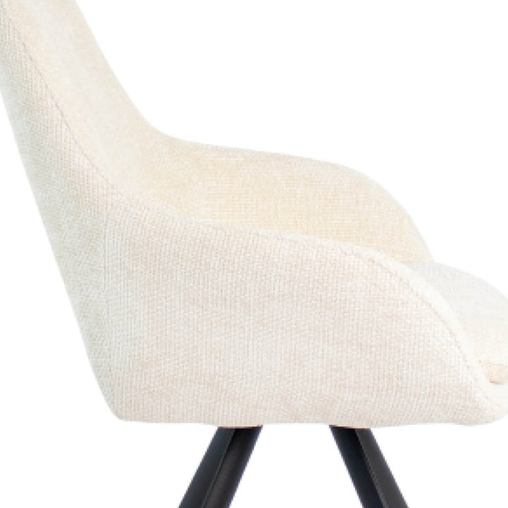 Chaise de salle à manger Chenille Crème Confort Moderne | LUNA - Designix