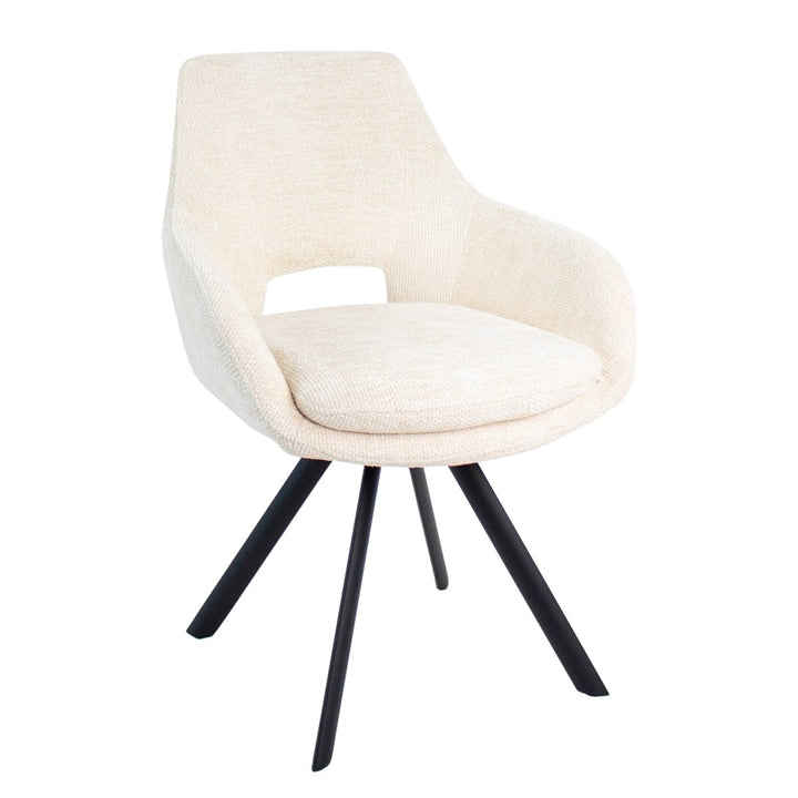 Chaise de salle à manger Chenille Crème Confort Moderne | LUNA - Designix