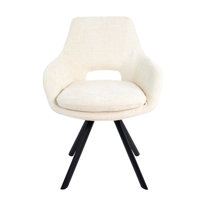 Chaise de salle à manger Chenille Crème Confort Moderne | LUNA - Designix