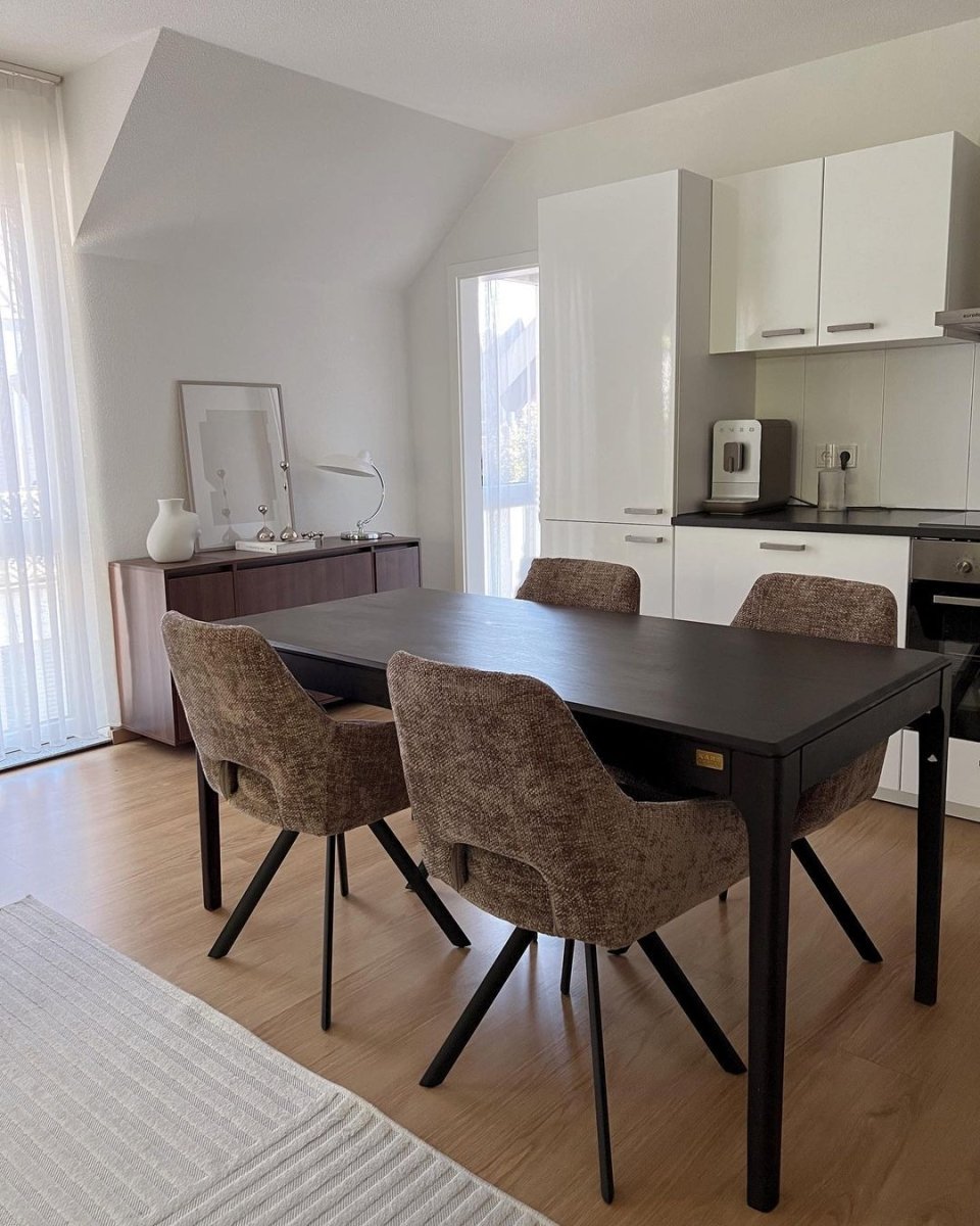 Chaise de salle à manger Chenille Crème Confort Moderne | LUNA - Designix