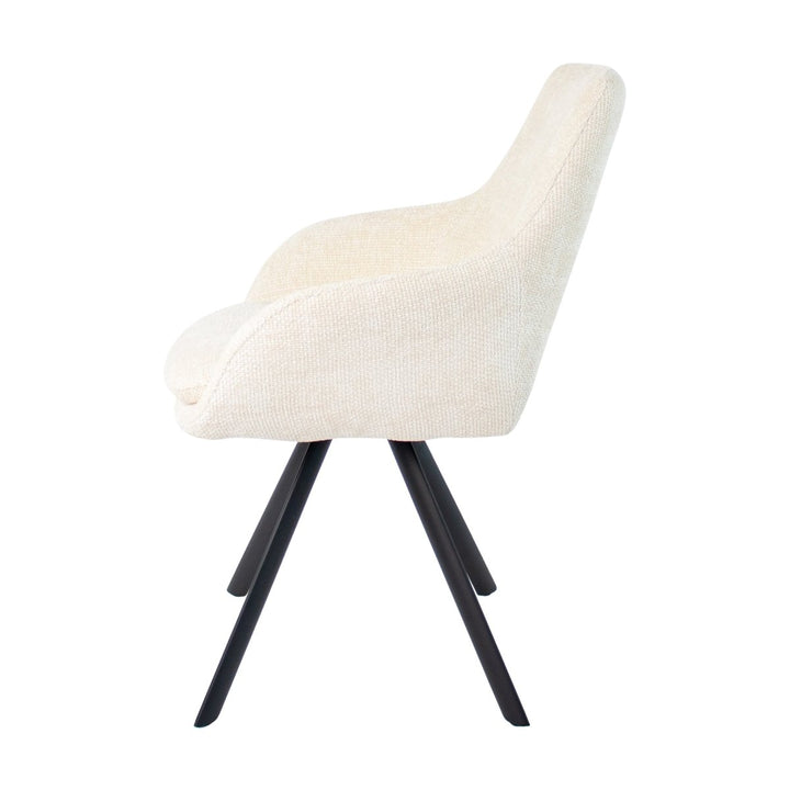 Chaise de salle à manger Chenille Crème Confort Moderne | LUNA - Designix