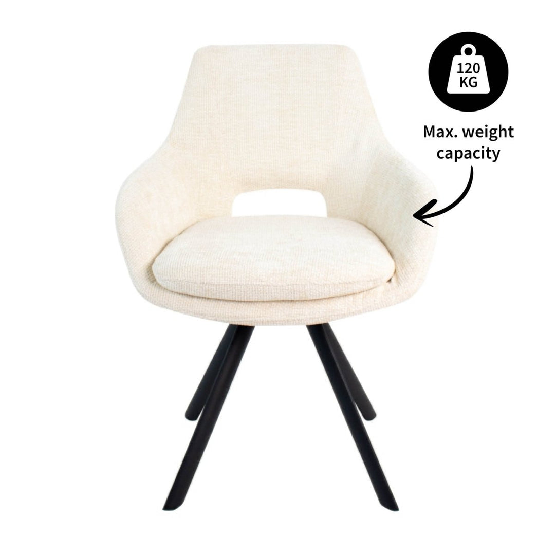 Chaise de salle à manger Chenille Crème Confort Moderne | LUNA - Designix