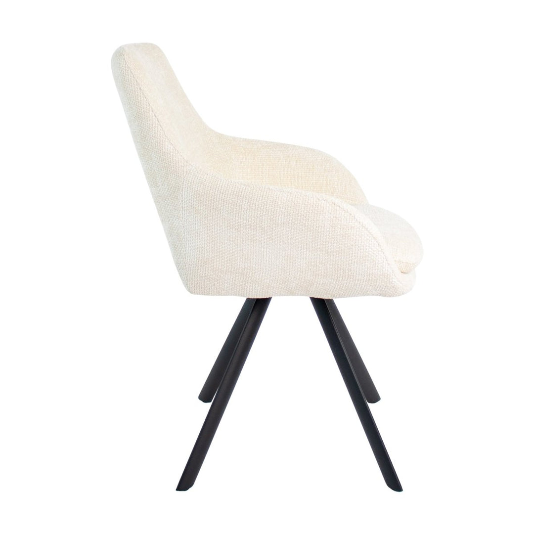 Chaise de salle à manger Chenille Crème Confort Moderne | LUNA - Designix