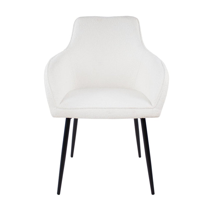 Chaise De Salle À Manger Confort Avec Accoudoirs Bouclé Blanc | NOVA - Designix