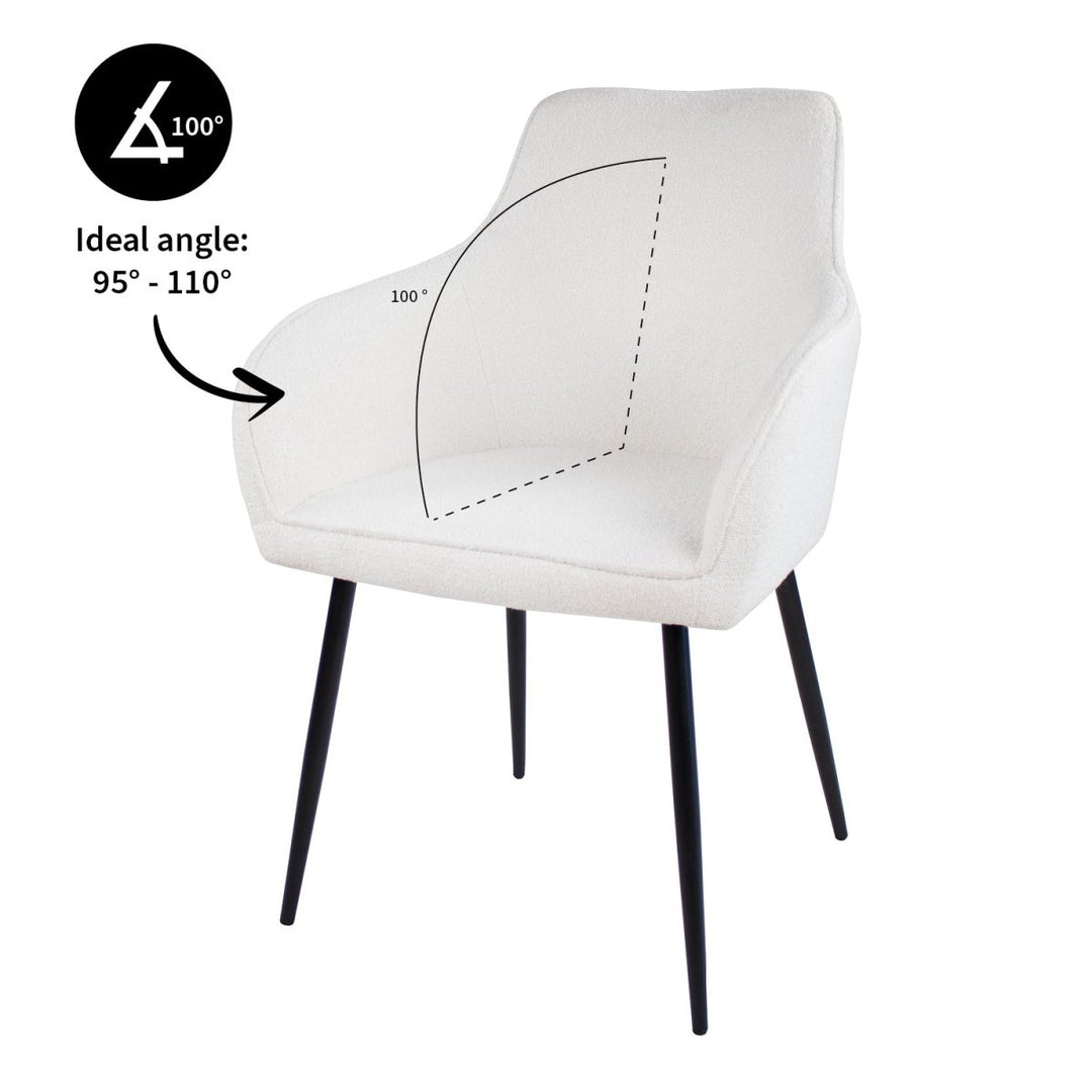 Chaise De Salle À Manger Confort Avec Accoudoirs Bouclé Blanc | NOVA - Designix