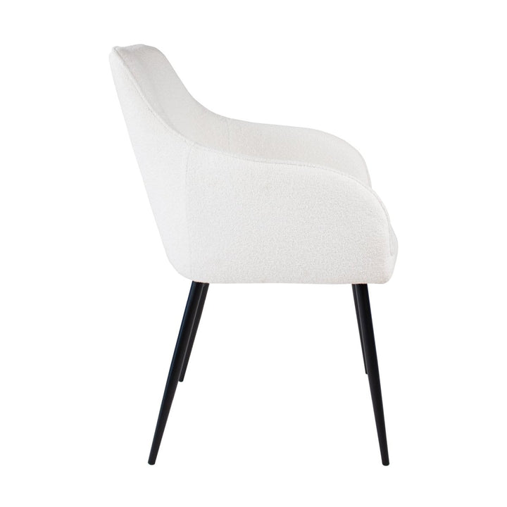 Chaise De Salle À Manger Confort Avec Accoudoirs Bouclé Blanc | NOVA - Designix