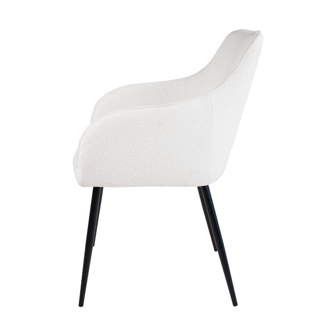 Chaise De Salle À Manger Confort Avec Accoudoirs Bouclé Blanc | NOVA - Designix