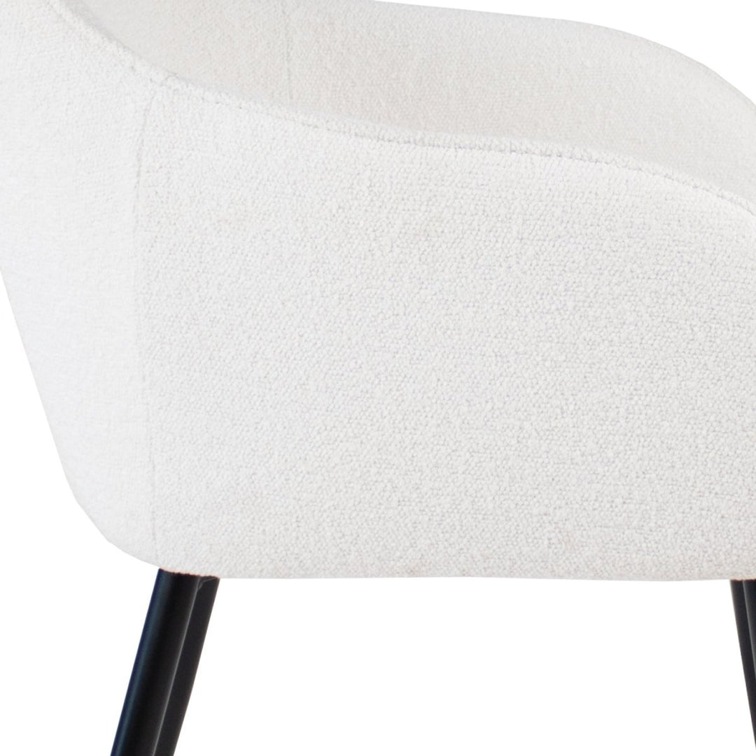 Chaise De Salle À Manger Confort Avec Accoudoirs Bouclé Blanc | NOVA - Designix