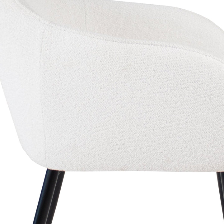 Chaise De Salle À Manger Confort Avec Accoudoirs Bouclé Blanc | NOVA - Designix