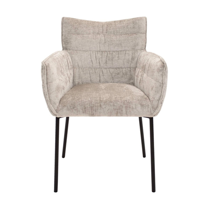 Chaise de Salle à Manger Confort Moderne Chenille Gris Beige | GOOS - Designix
