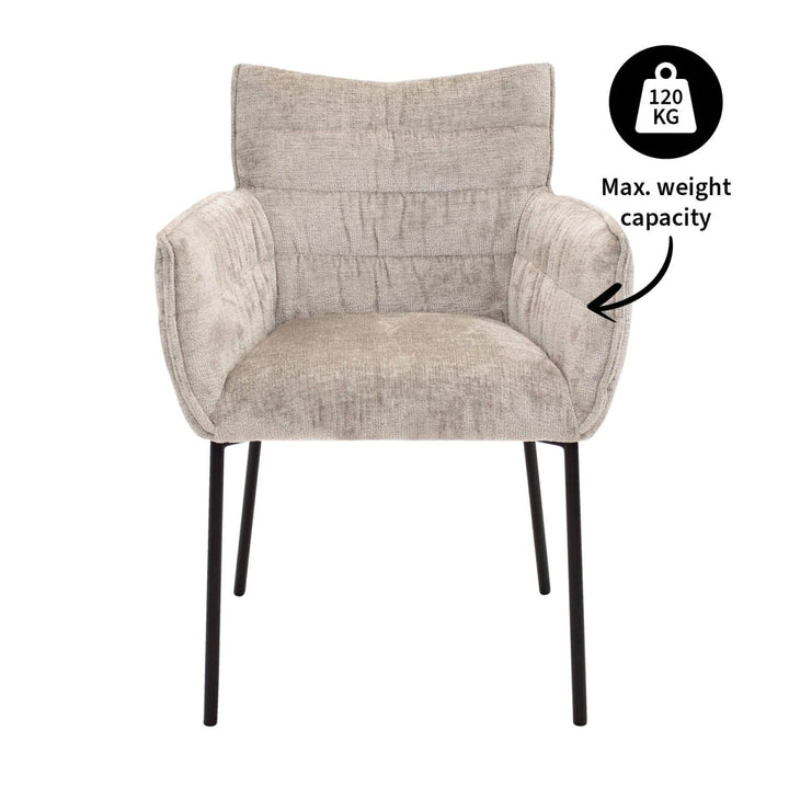 Chaise de Salle à Manger Confort Moderne Chenille Gris Beige | GOOS - Designix