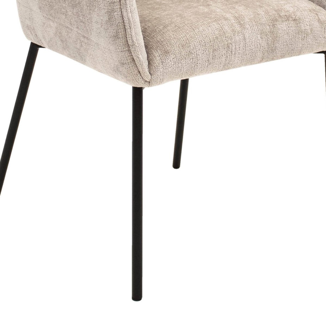 Chaise de Salle à Manger Confort Moderne Chenille Gris Beige | GOOS - Designix
