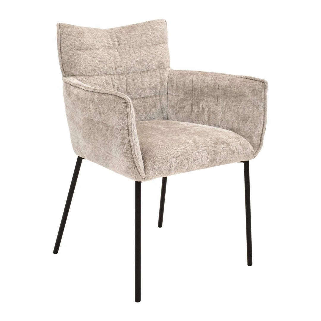 Chaise de Salle à Manger Confort Moderne Chenille Gris Beige | GOOS - Designix