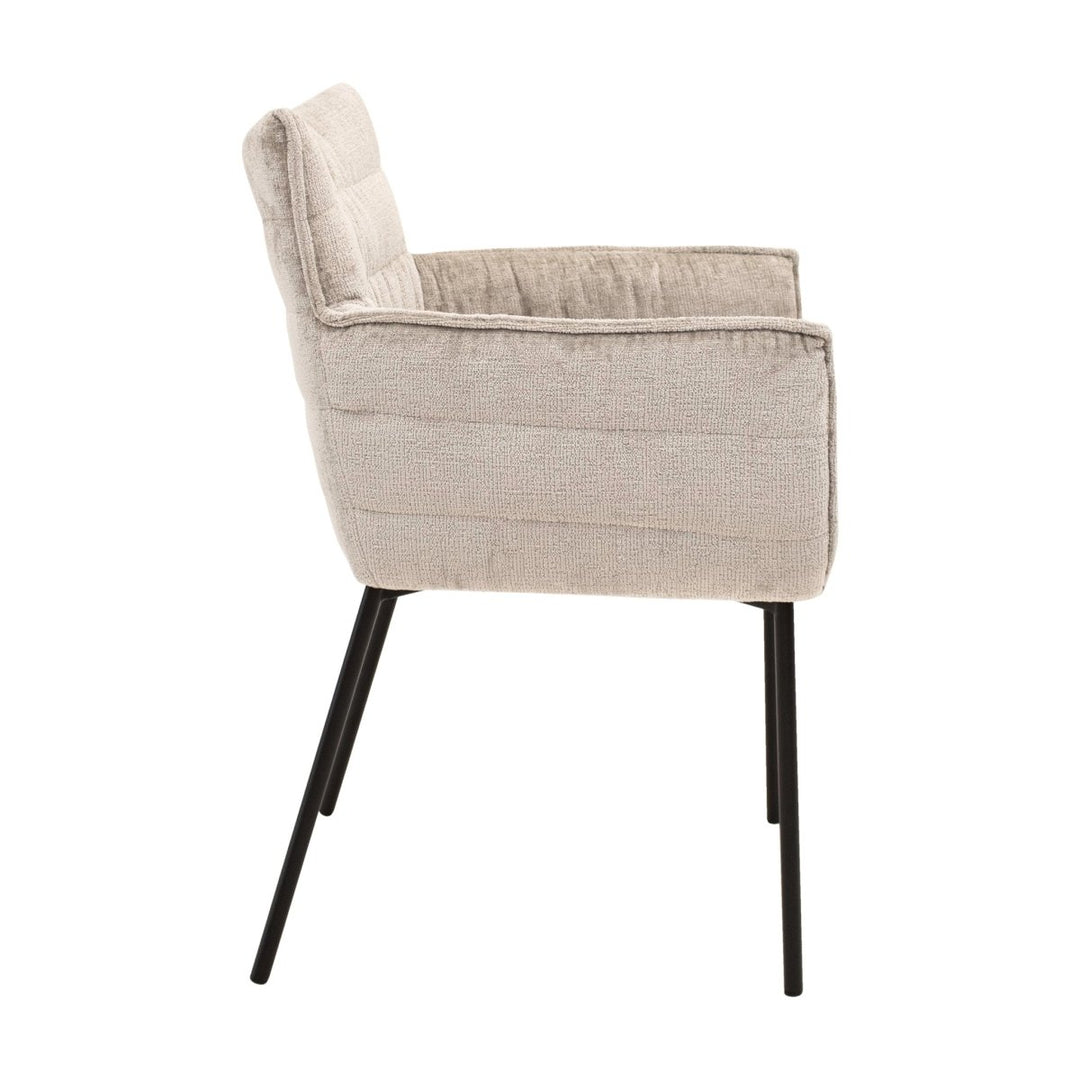 Chaise de Salle à Manger Confort Moderne Chenille Gris Beige | GOOS - Designix