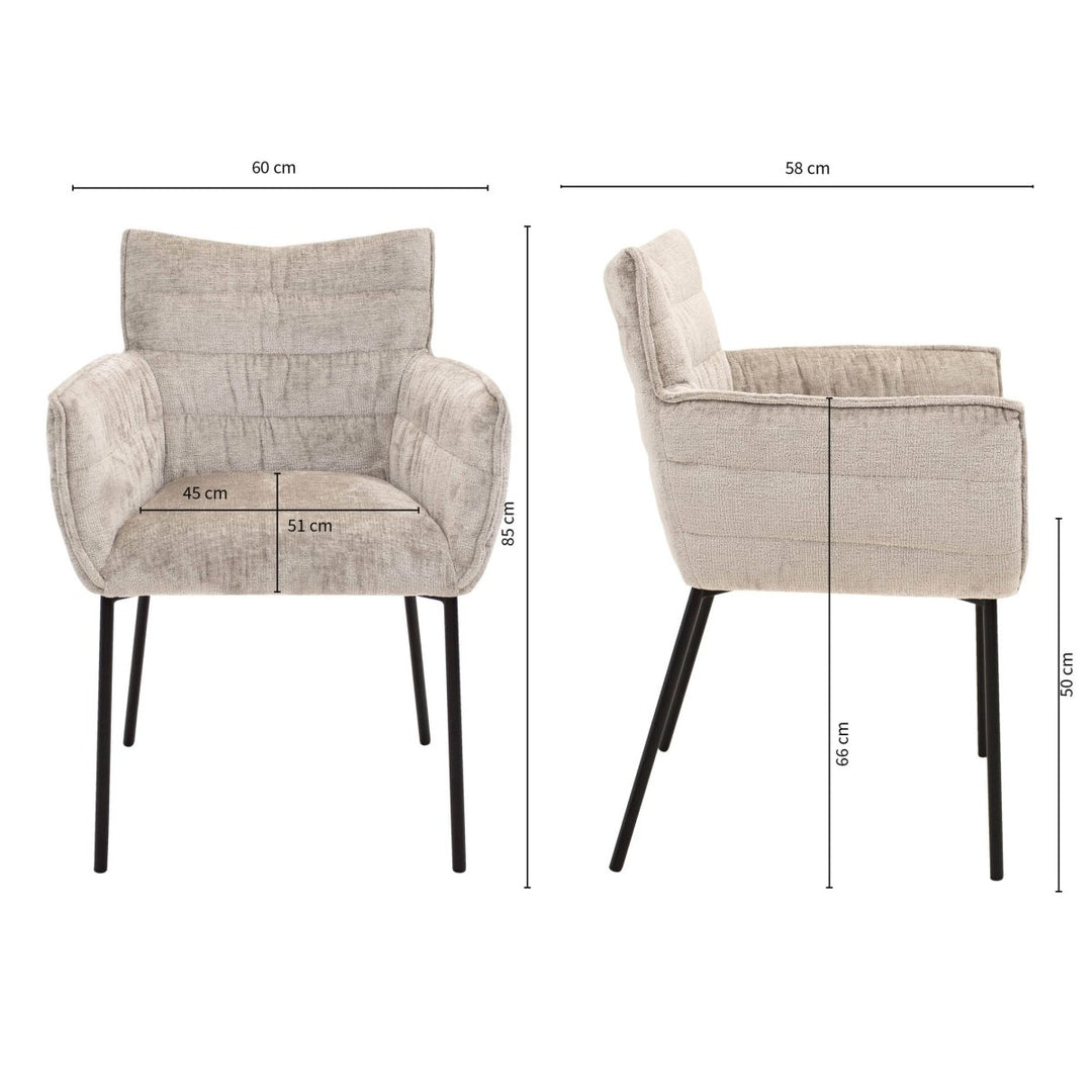 Chaise de Salle à Manger Confort Moderne Chenille Gris Beige | GOOS - Designix